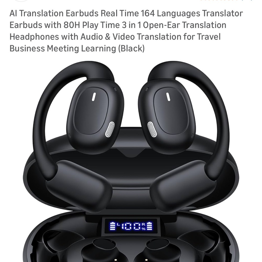 T68 Black Open Ear Headphones translation